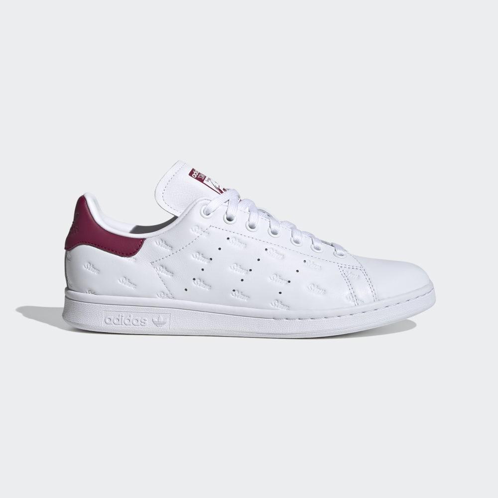 Adidas Men's Stan Smith Originals Shoes White/Burgundy Ireland EF5005